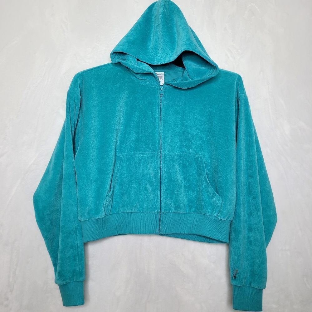 TNA Terry Cloth Towel Boyfriend Full Zip Hooded Jacket Size‎ XS